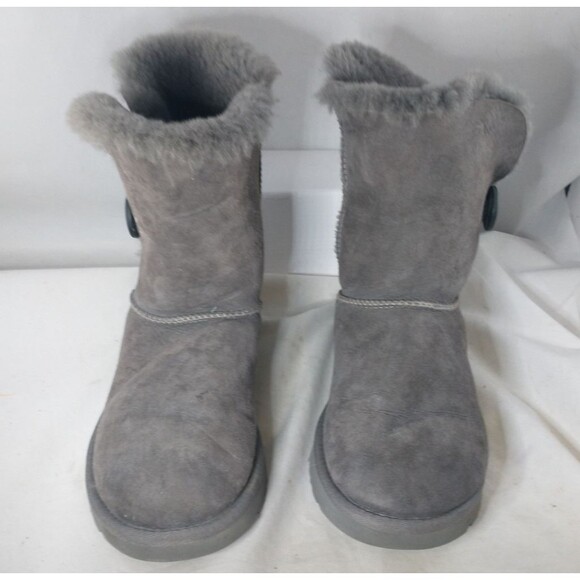 UGG Boots Womens Size 7 Bailey Button II Snow Gray Suede Ankle Pull On - Picture 3 of 9